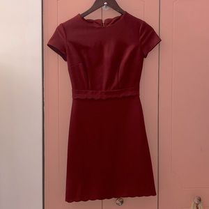 Red a line zipper dress